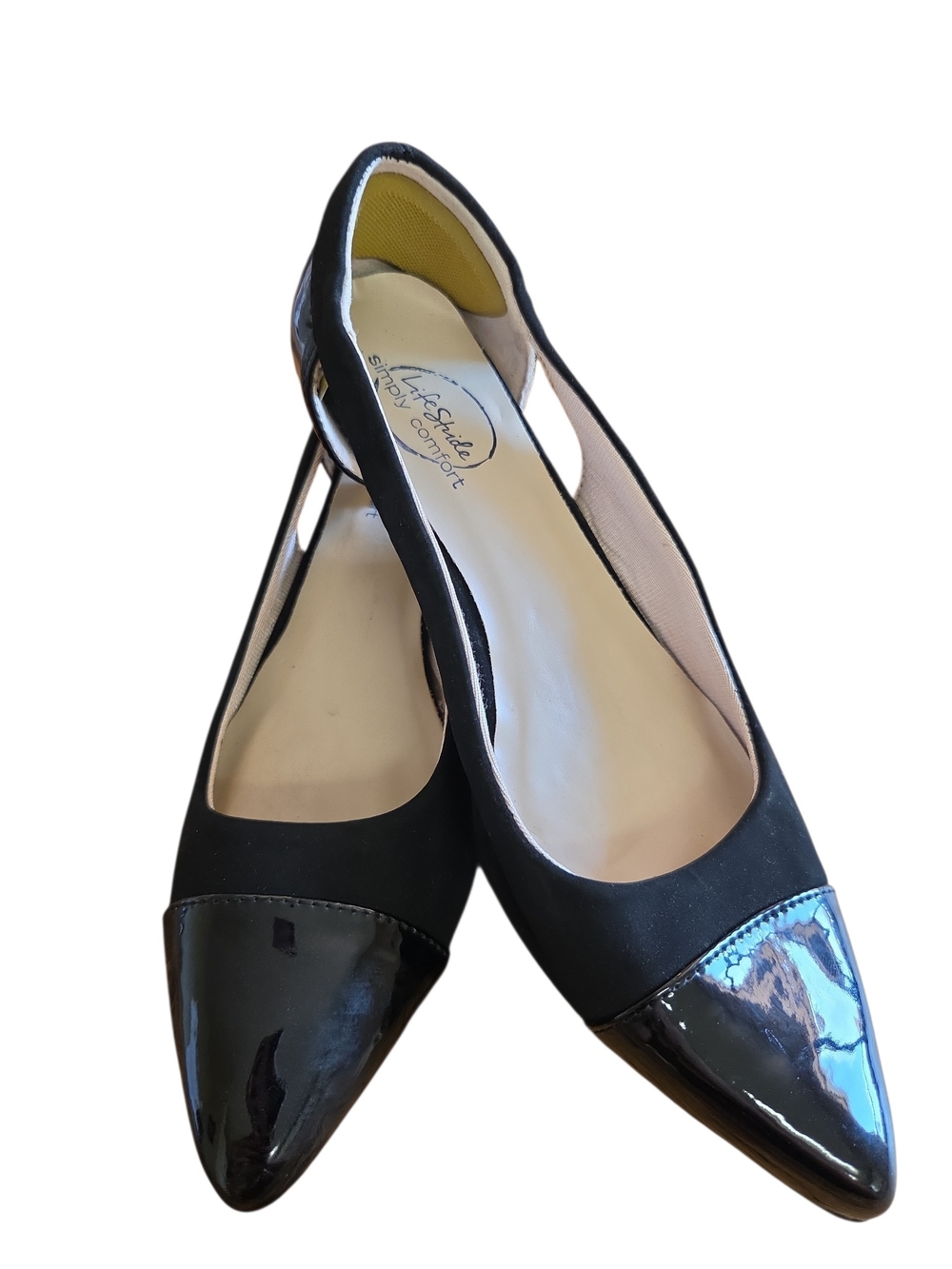 Life Stride Black Pointed Patent-Toe Flats
